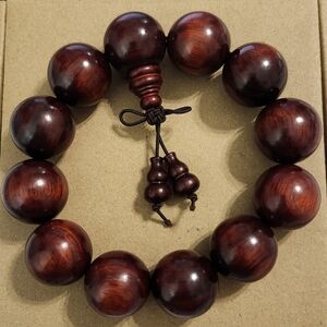 Natural Rosewood Bead Bracelet with Tassel